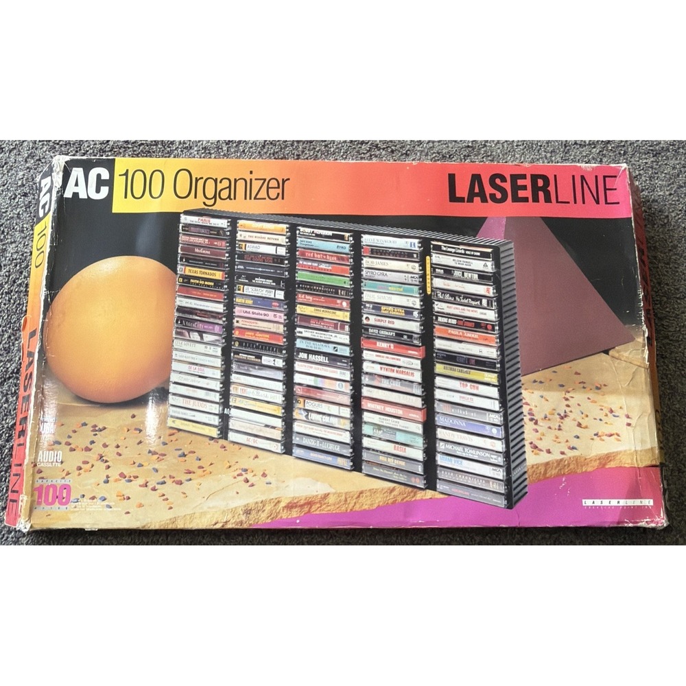 Laserline AC100 100 Cassette Tape Jewel Case Holder Organizer WALL Storage Rack